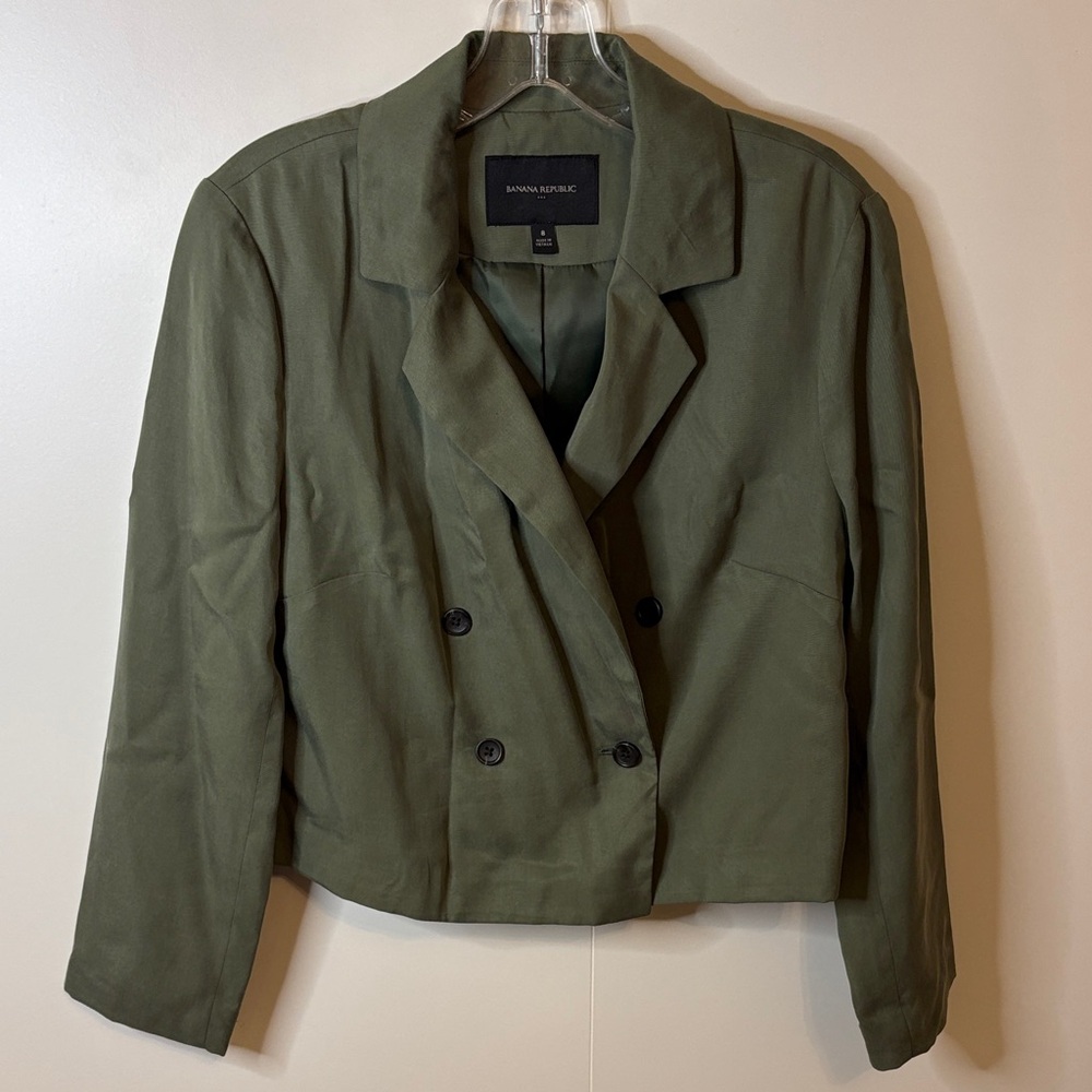 Banana Republic Factory Women's Khaki Green Cropped Blazer
